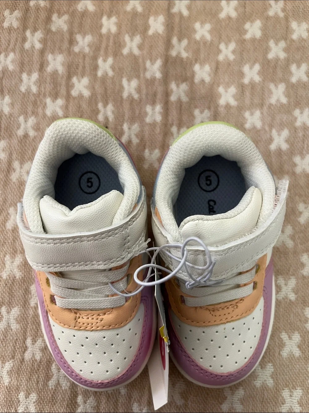 Cat & Jack White Sneakers with Pink and Peach Accents